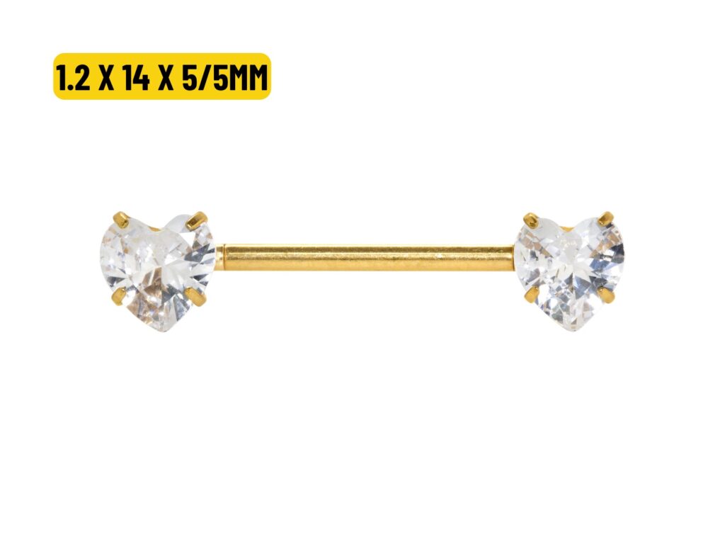 MAMILO AÇO PVD R/I C/ ZIRCÔNIA CORAÇÃO - 1.2 X 14 X 5/5MM