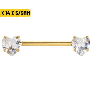 MAMILO AÇO PVD R/I C/ ZIRCÔNIA CORAÇÃO - 1.2 X 14 X 5/5MM