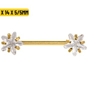 MAMILO AÇO PVD R/I C/ ZIRCÔNIA ESTRELA - 1.2 X 14 X 5/5MM