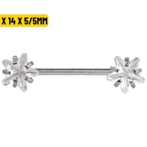 MAMILO AÇO R/I C/ ZIRCÔNIA ESTRELA - 1.2 X 14 X 5/5MM
