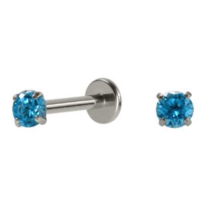 LABRET TITÂNIO R/I C/ ZIRCÔNIA AZUL CLARO - 1.2 X 8 X 2.5MM