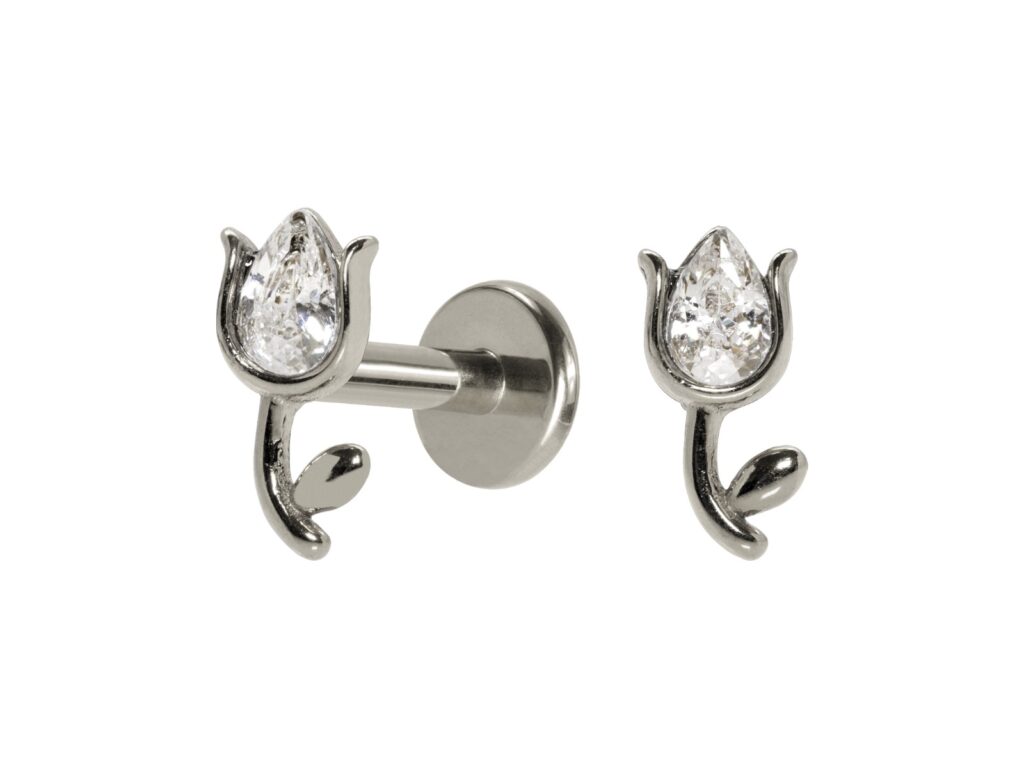 LABRET TITÂNIO R/I ROSA C/ ZIRCÔNIA