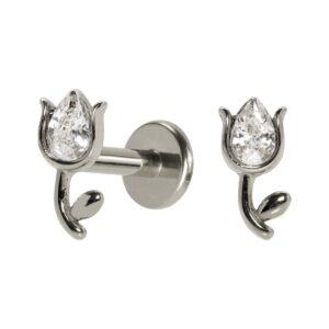 LABRET TITÂNIO R/I ROSA C/ ZIRCÔNIA