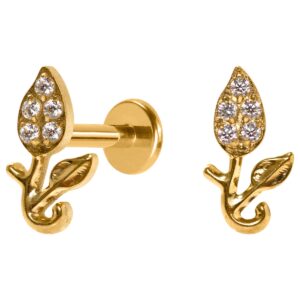 LABRET TITÂNIO PVD R/I TULIPA C/ ZIRCÔNIA