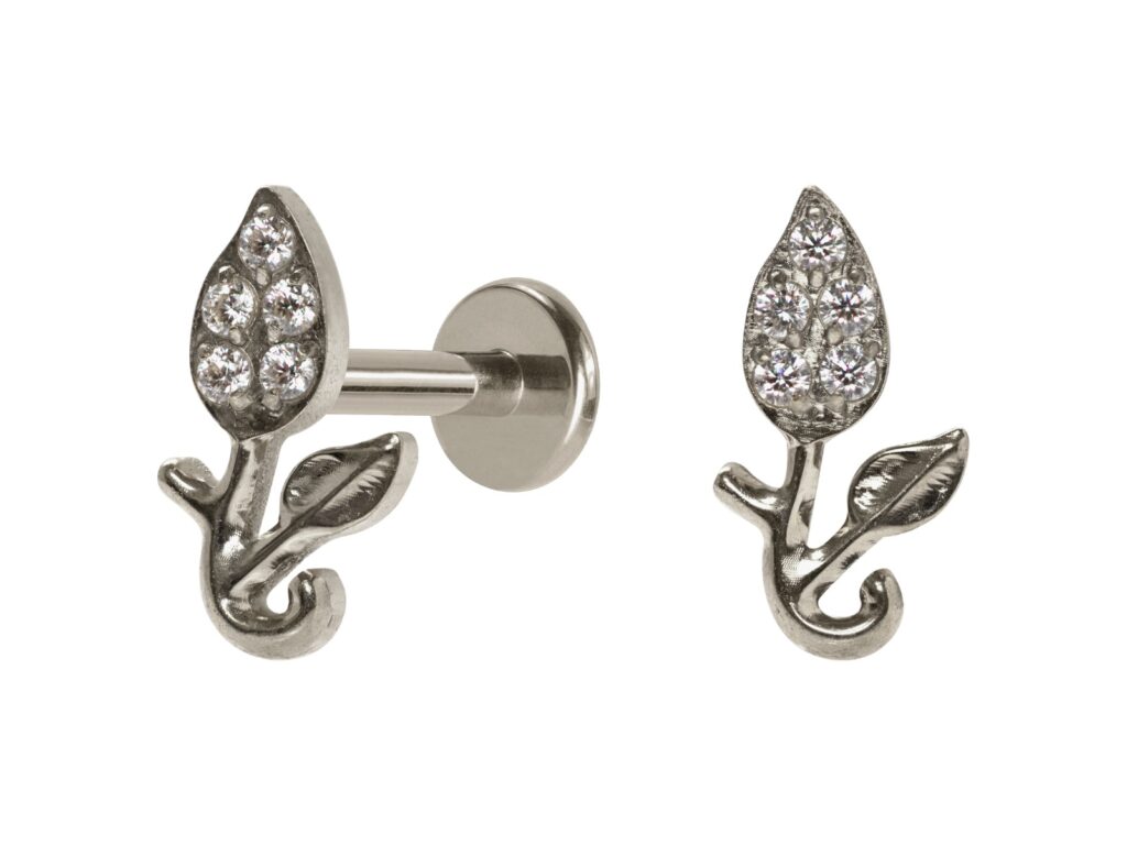 LABRET TITÂNIO R/I TULIPA C/ ZIRCÔNIA