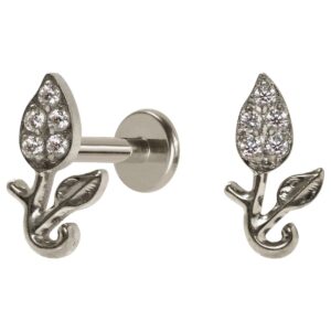 LABRET TITÂNIO R/I TULIPA C/ ZIRCÔNIA