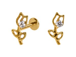 LABRET TITÂNIO PVD R/I ROSA C/ ZIRCÔNIA