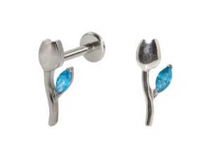 LABRET TITÂNIO R/I ROSA C/ ZIRCÔNIA AZUL