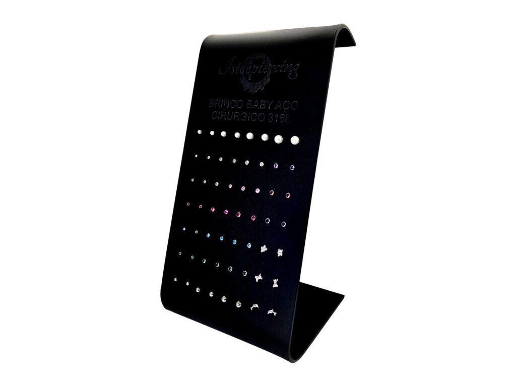 KIT BRINCO BABY 28 PARES + EXPOSITOR - PRETO/ AÇO