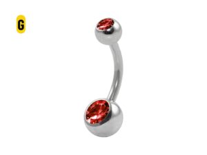 BANANA BELL AÇO C/ STRASS 2 PEDRAS VERMELHO – G