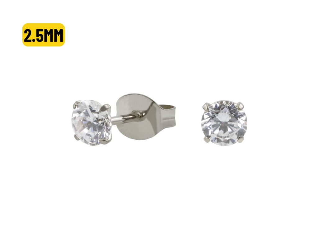 PAR BRINCO AÇO CIRÚRGICO C/ ZIRCÔNIA - 2.5MM