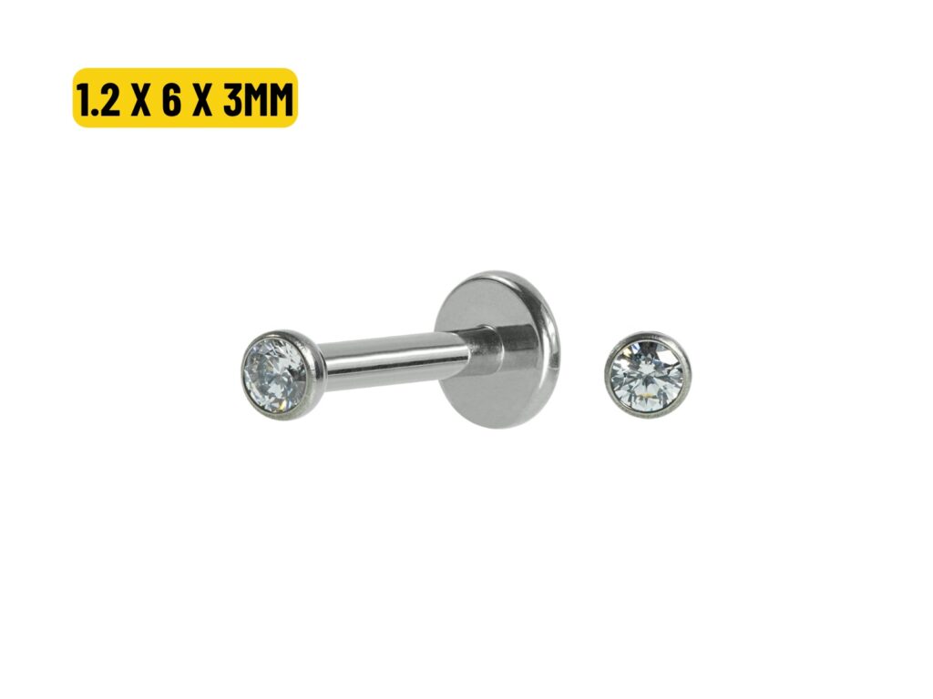 LABRET TITÂNIO PONTO DE LUZ PUSH PIN - 1.2 X 6 X 3MM