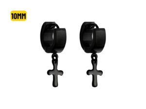 PAR BRINCO ARGOLA CLICKER C/ CRUZ BLACK – 10MM