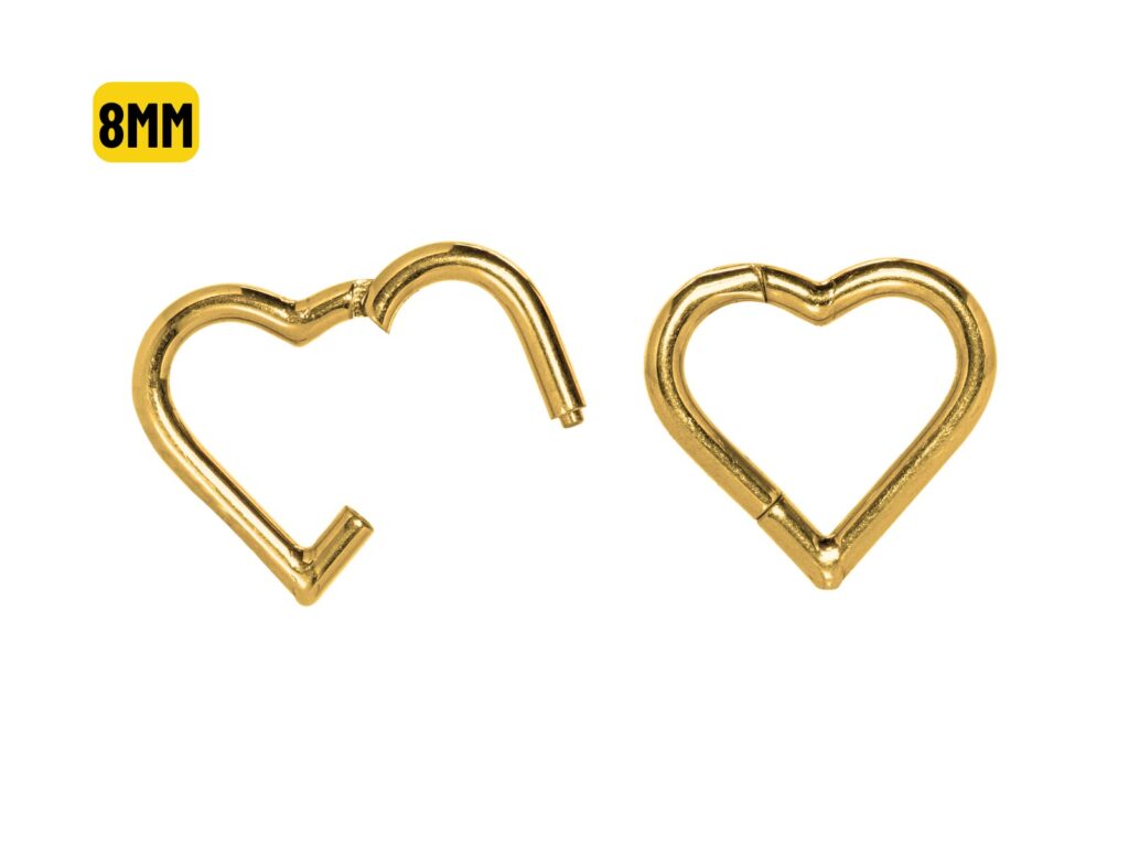 HEART CLICKER TITÂNIO PVD GOLD - 1.2 X 8MM