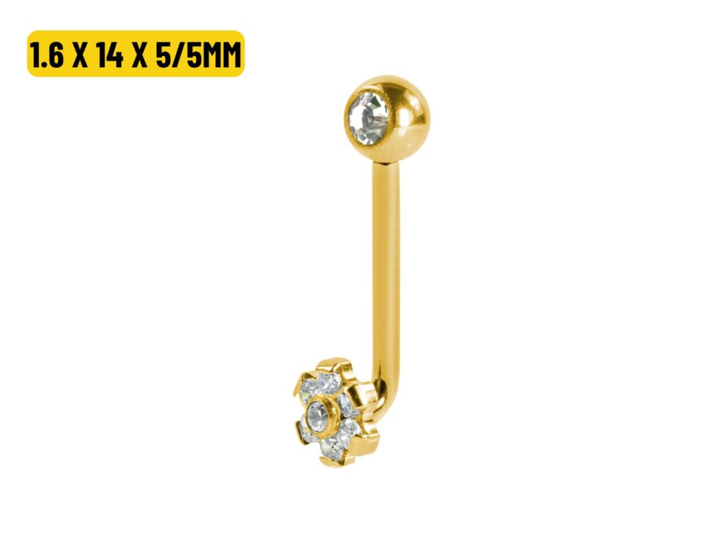 ÍNTIMO TITÂNIO PVD R/I FLOR CRAVEJADA - 1.6 X 14 X 5/5MM
