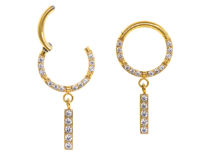 SEGMENTO CLICKER TIT PVD GOLD FRONTAL CRAVEJADO C/ BARRINHA