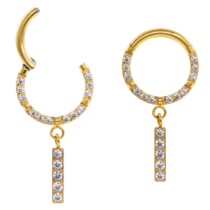 SEGMENTO CLICKER TIT PVD GOLD FRONTAL CRAVEJADO C/ BARRINHA