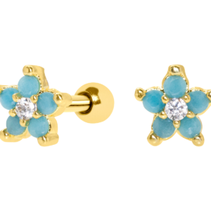 MICRO-RETO FLOR TURQUESA - BANHADO A OURO