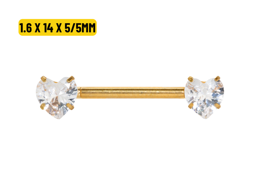 MAMILO TITÂNIO PVD R/I C/ ZIRCÔNIA CORAÇÃO - 1.6 X 14 X 5/5MM