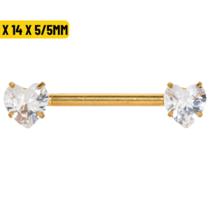MAMILO TITÂNIO PVD R/I C/ ZIRCÔNIA CORAÇÃO - 1.6 X 14 X 5/5MM