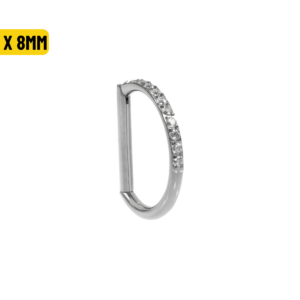 MEIA ARGOLA CLICKER AÇO METADE CRAVEJADA - 1.2 X 8MM
