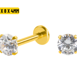 LABRET TITÂNIO PVD R/I C/ ZIRCÔNIA - 1.2 X 8 X 4MM