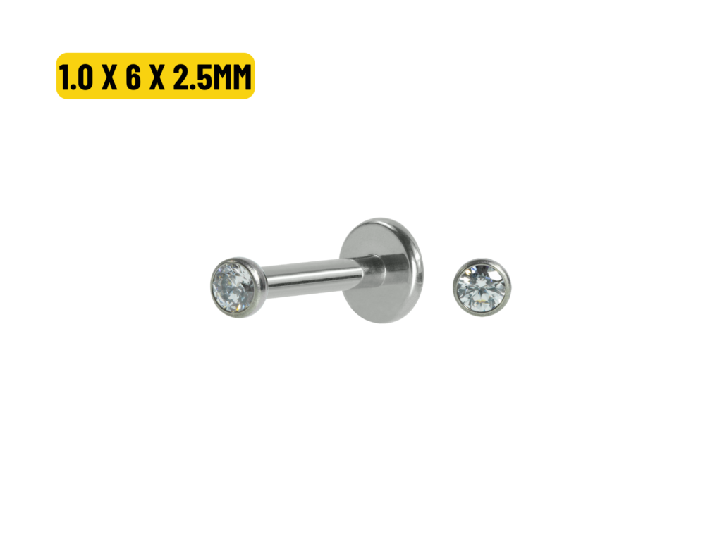 LABRET TITÂNIO PONTO DE LUZ PUSH PIN - 1.0 x 6 X 2.5MM