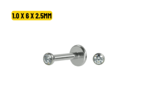 LABRET TITÂNIO PONTO DE LUZ PUSH PIN – 1.0 x 6 X 2.5MM