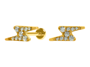 LABRET AÇO R/I RAIO CRAVEJADO – PVD GOLD