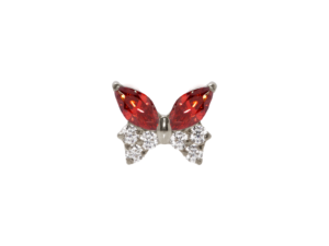 TOPO TITÂNIO 0.9 (1.2MM) – BORBOLETA C/ ZIRCÔNIA VERMELHA