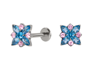 LABRET TITÂNIO R/I ROSA DOS VENTOS C/ ZIRCÔNIA – AZUL/ROSA