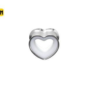 ALARGADOR PLUG CORAÇÃO AÇO / F: BRANCO - 8MM