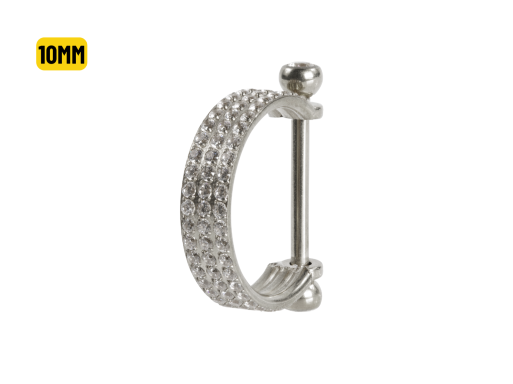 SEMI ARGOLA C/ BARRA AÇO R/I 3 FILEIRAS CRAVEJADAS - 10MM