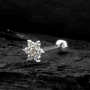 MICRO RETO MINI FLOR OURO 18K - BRANCO