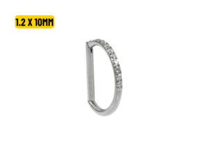MEIA ARGOLA CLICKER AÇO METADE CRAVEJADA – 1.2 X 10MM