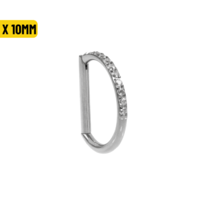 MEIA ARGOLA CLICKER AÇO METADE CRAVEJADA - 1.2 X 10MM