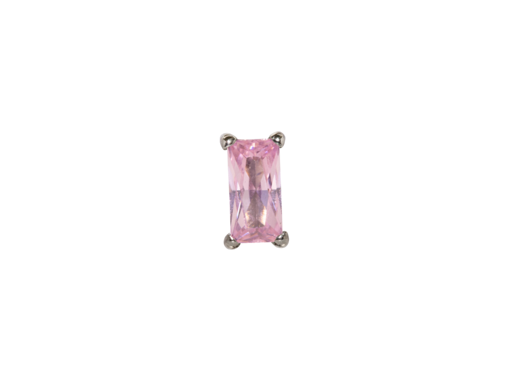 TOPO TITÂNIO 0.9 (1.2MM) - RETÂNGULO C/ ZIRCÔNIA ROSA