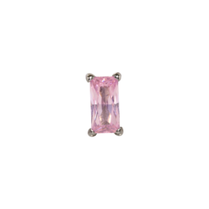 TOPO TITÂNIO 0.9 (1.2MM) - RETÂNGULO C/ ZIRCÔNIA ROSA