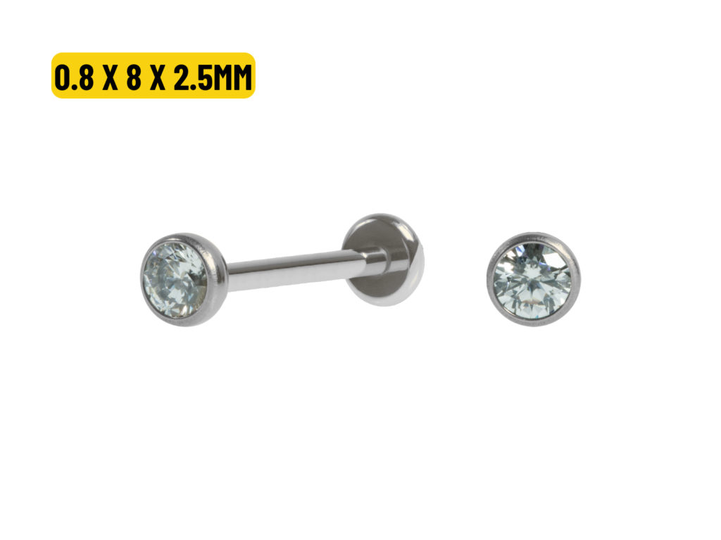 LABRET TITÂNIO PONTO DE LUZ PUSH PIN - 0.8 X 8 X 2.5MM