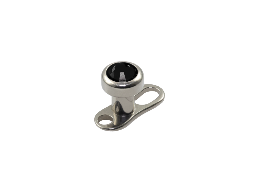 MICRODERMAL TITÂNIO C/ STRASS BLACK - 4MM
