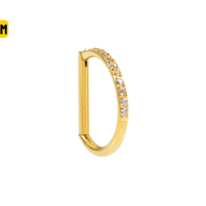 MEIA ARGOLA CLICKER TITÂNIO PVD METADE CRAVEJADA - 8MM