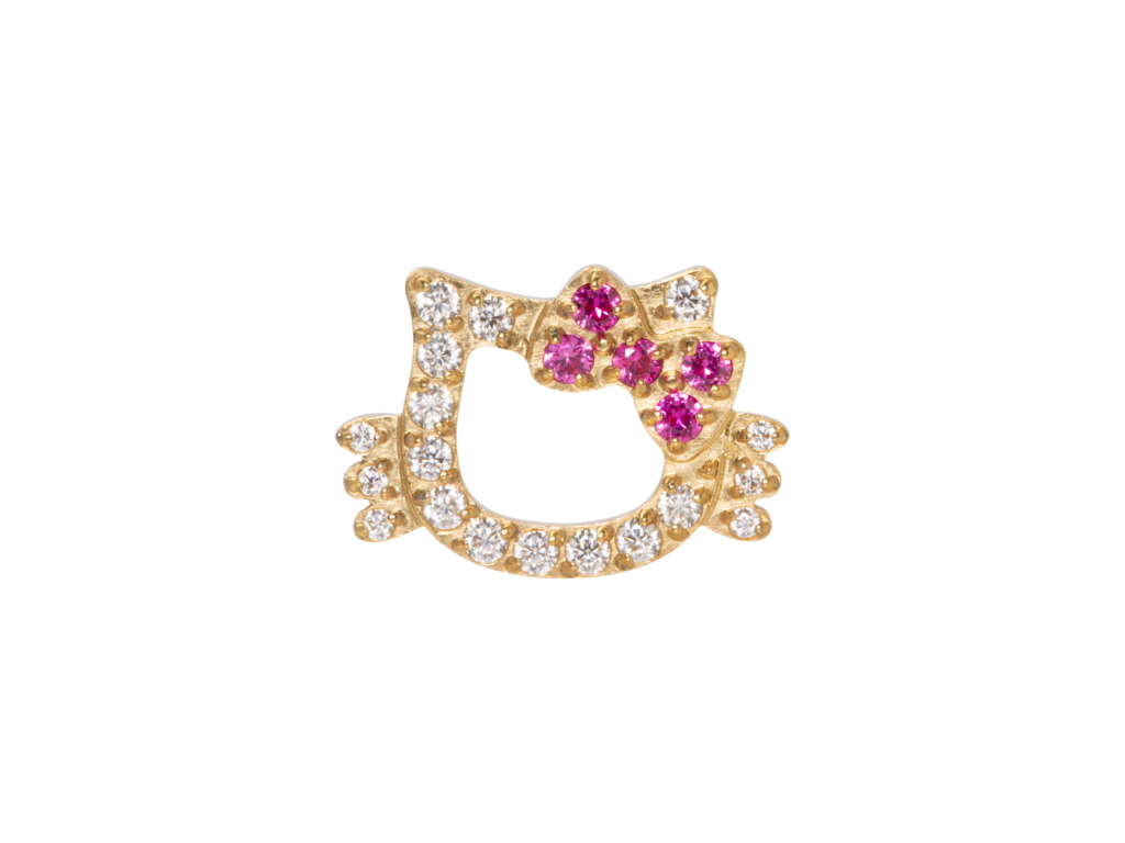TOPO TITÂNIO PVD 0.9 (1.2MM) - HELLO KITTY CRAVEJADA