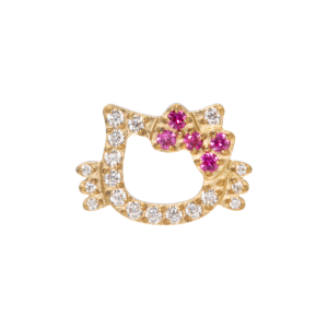 TOPO TITÂNIO PVD 0.9 (1.2MM) - HELLO KITTY CRAVEJADA