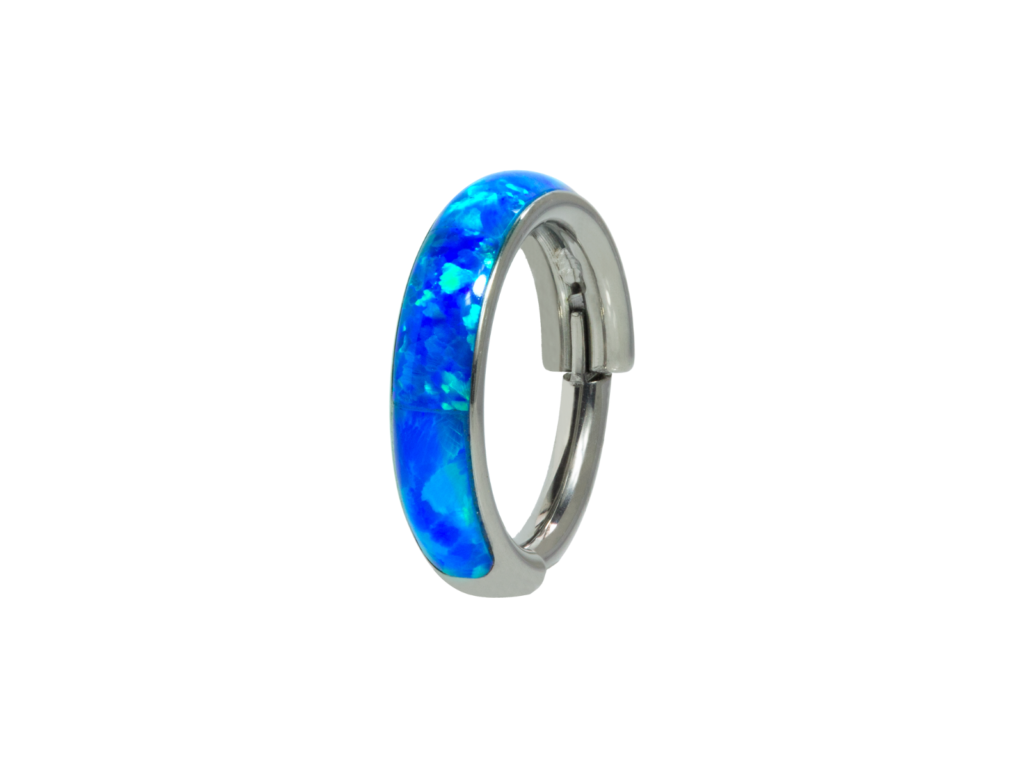 ARGOLA CLICKER TITÂNIO OPALA 1.2 X 8MM - AZUL