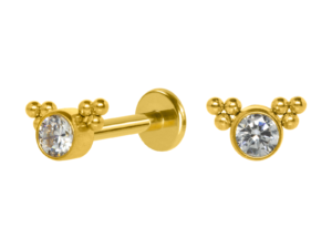 LABRET AÇO PVD R/I INDIANO C/ ZIRCÔNIA