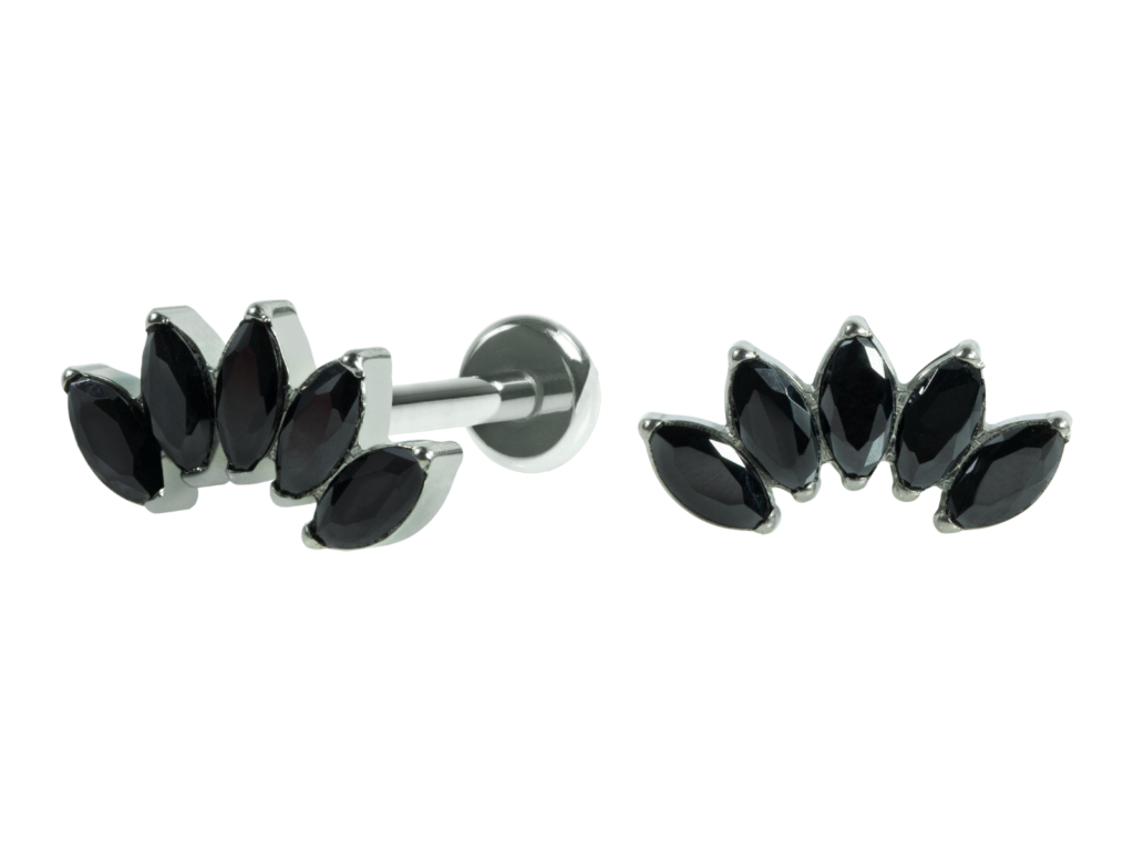 LABRET TITÂNIO R/I CLUSTER 5 PEDRAS MAIOR MOD5 - BLACK