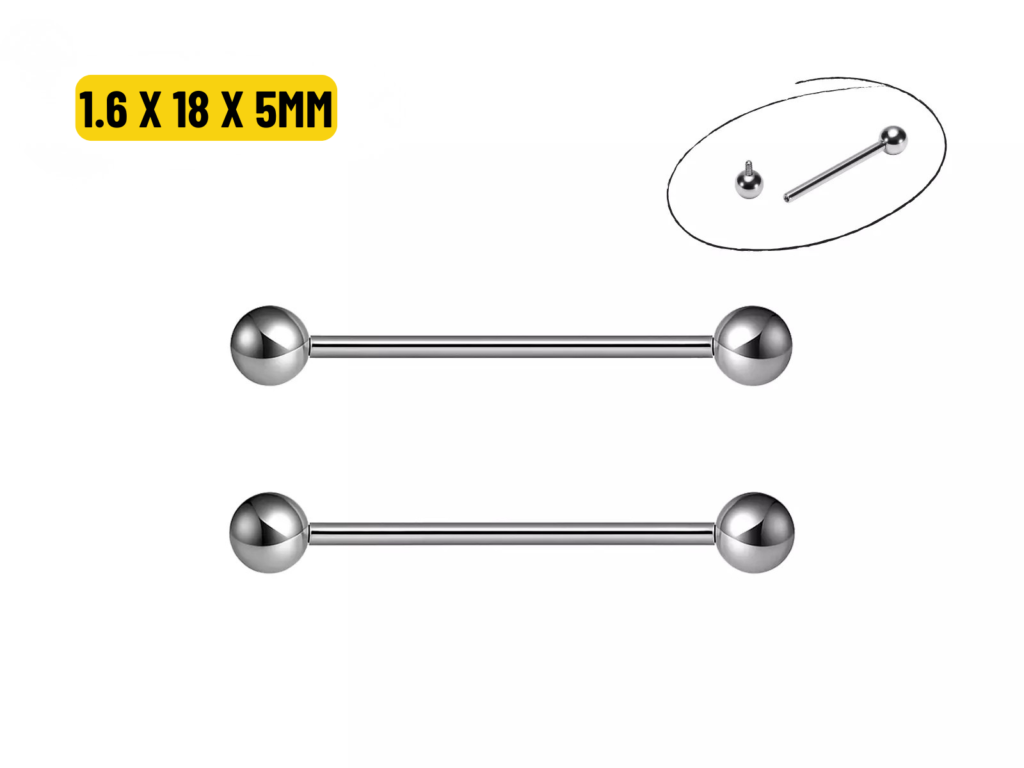 BARBELL TITÂNIO NATURAL R/INTERNA - 1.6 X 18 X 5MM