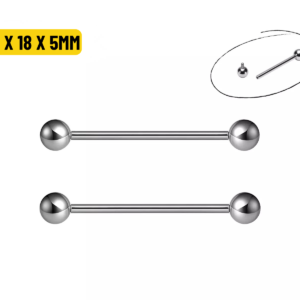 BARBELL TITÂNIO NATURAL R/INTERNA - 1.6 X 18 X 5MM
