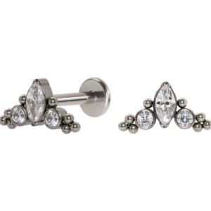 LABRET TITÂNIO R/I CLUSTER INDIANO 3 PEDRAS