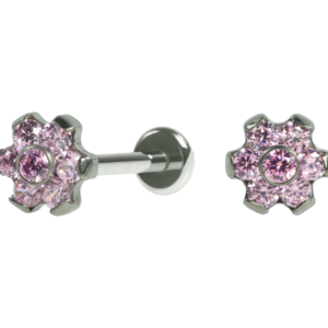 LABRET TITÂNIO R/I FLOR C/ ZIRCÔNIA MENOR - ROSA